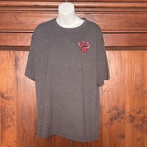 Rebellious One Gray Short Sleeve Tee with Rose Patch